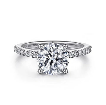 14K White Gold Round Diamond Engagement Ring w/ 0.14